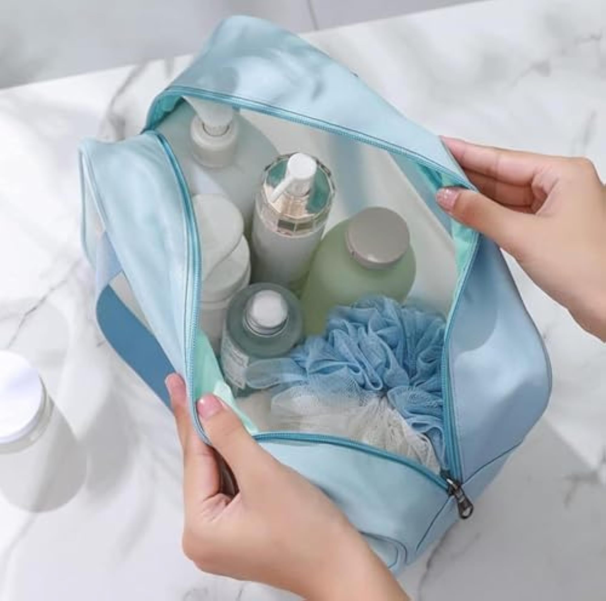 Travel Toiletry Bag for Women Men, Translucent Waterproof